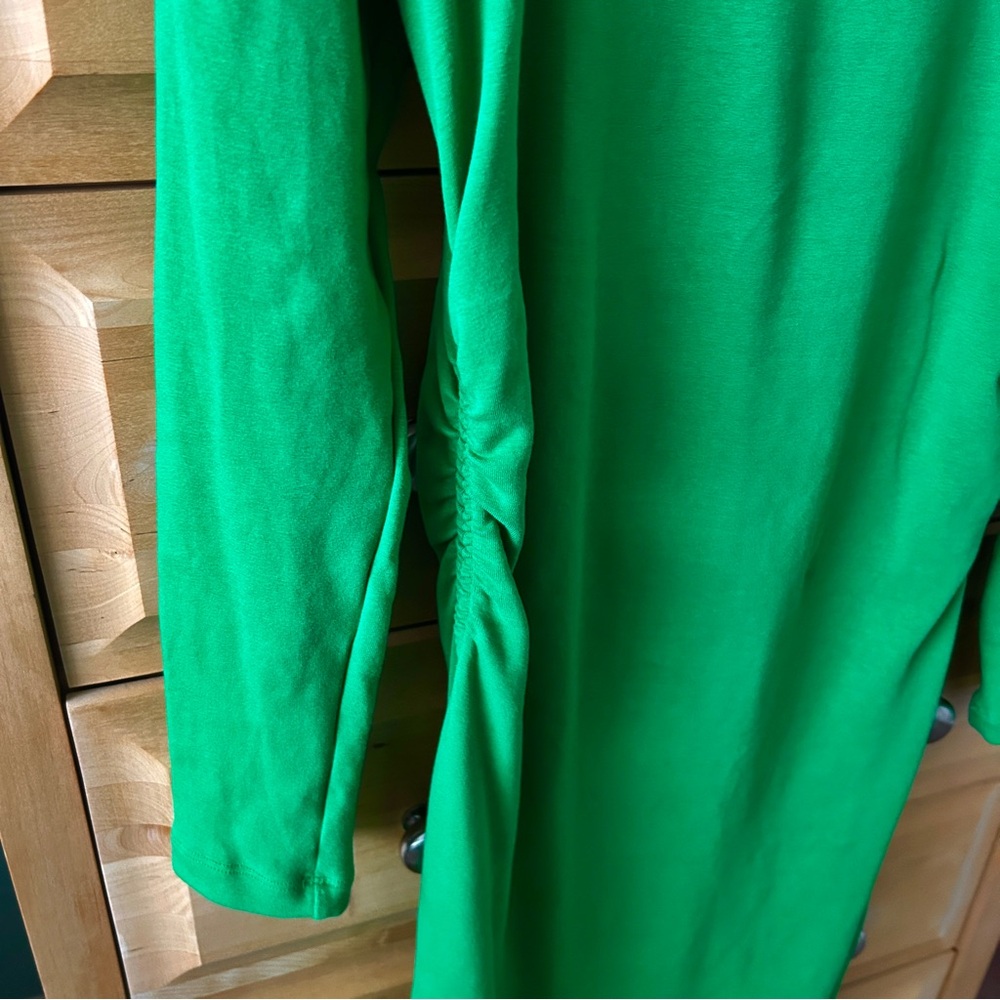 Zara Green Gathered Midi Dress - Picture 6 of 10